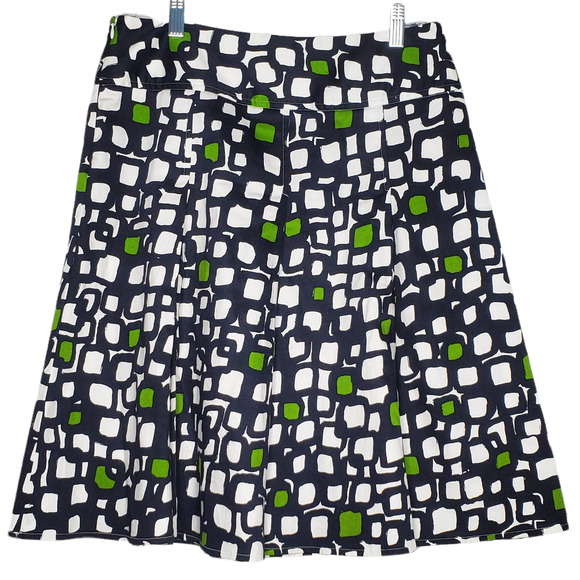 Judy Lee Cole Black, White & Green Geometric A-Line Skirt Sz 8 - Picture 2 of 6